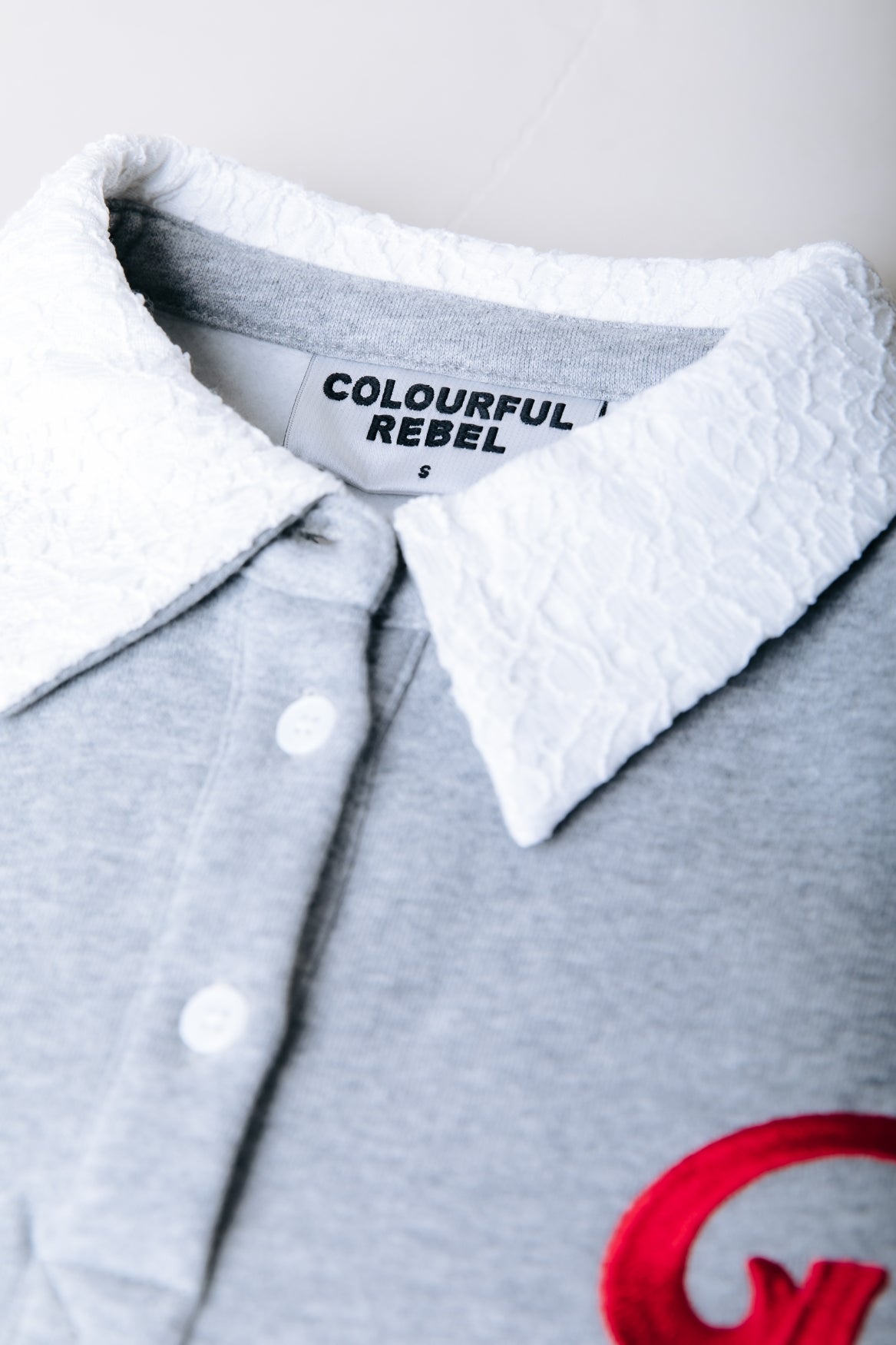 Lace Collar Sweat | Light grey melange