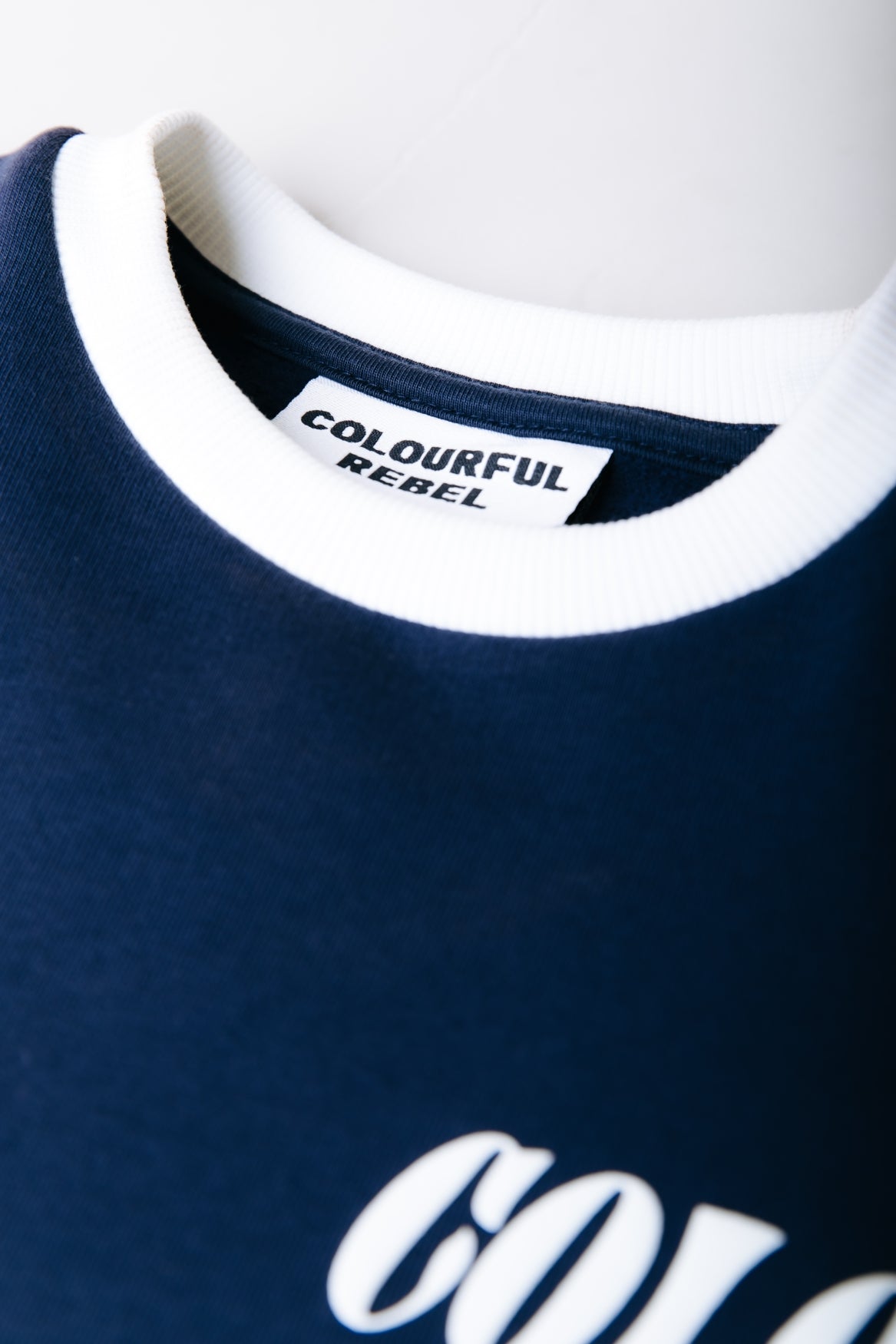 Logo Contrast Rib Sweat | Navy