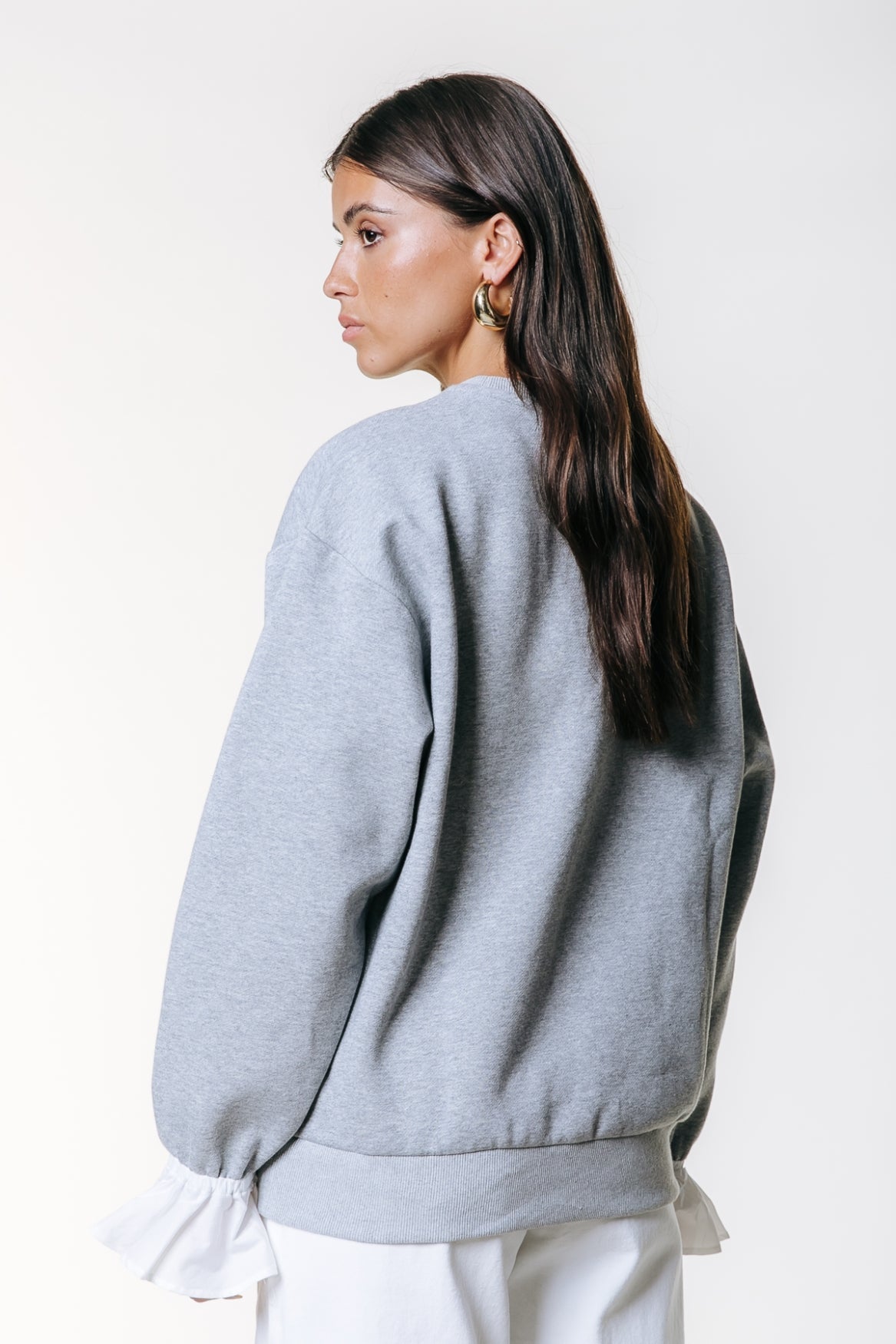 Poplin Cuff Sweat | Light grey melange