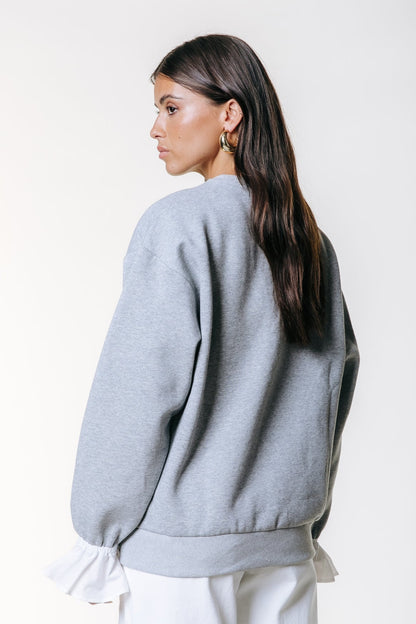 Poplin Cuff Sweat | Light grey melange