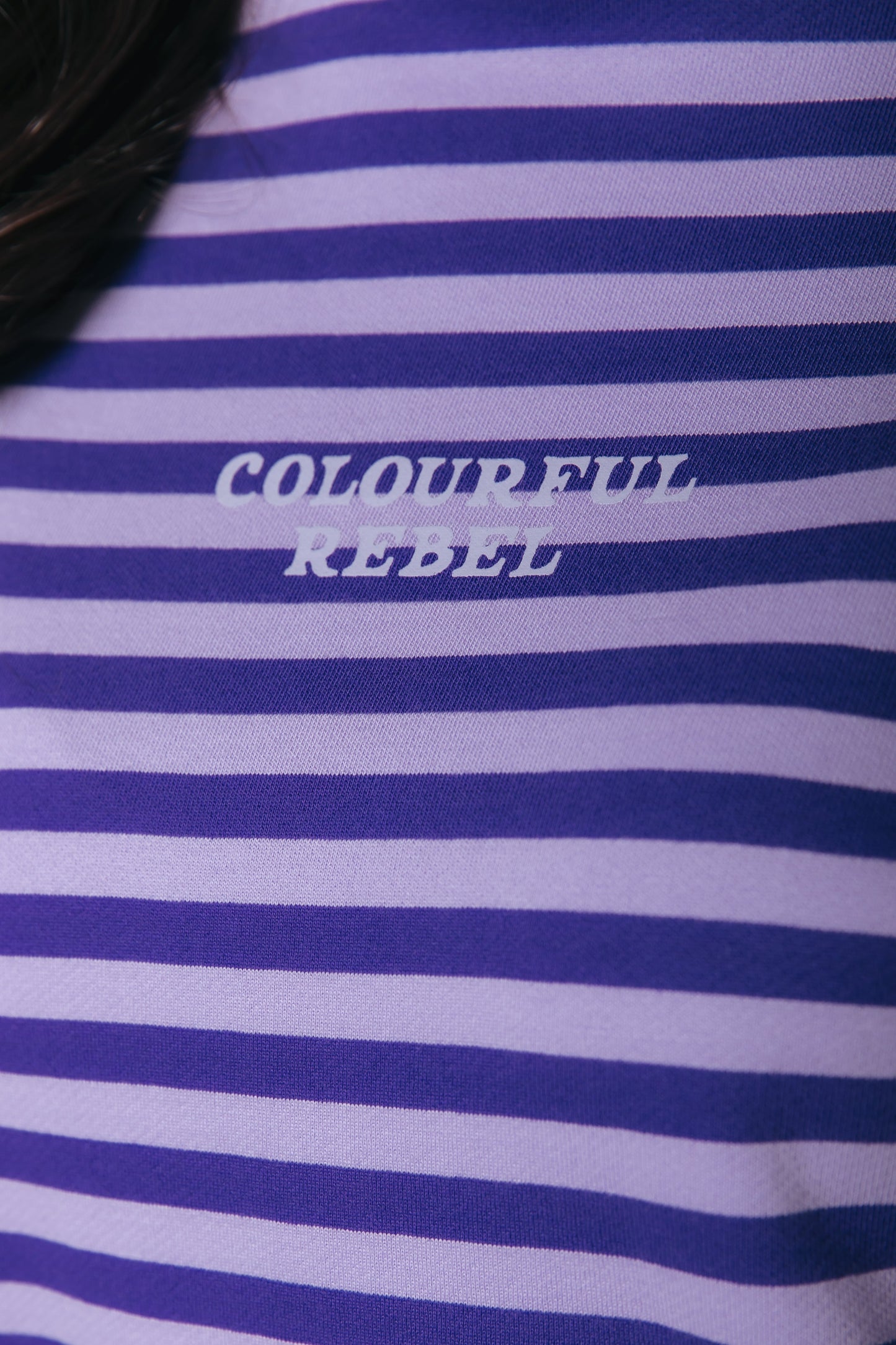 Gestreepte Sweater met Verlaagde Schouder – Lila