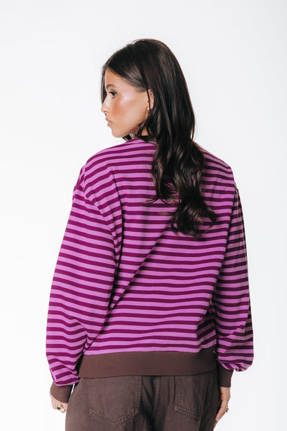 Gestreepte Sweater met Logo – Fuchsia Roze