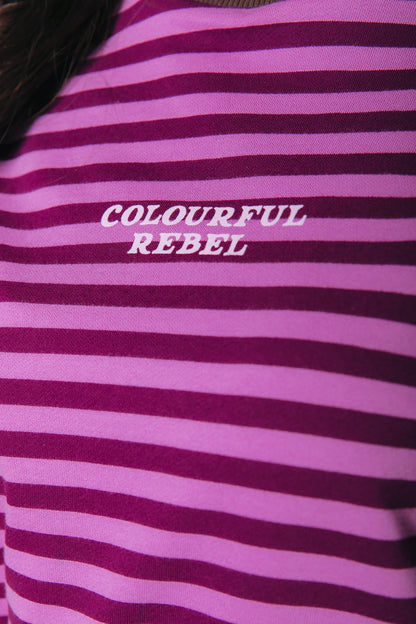 Gestreepte Sweater met Logo – Fuchsia Roze