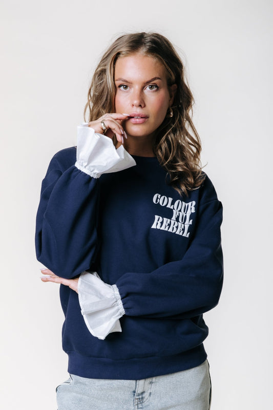 Poplin Cuff Sweat | Navy