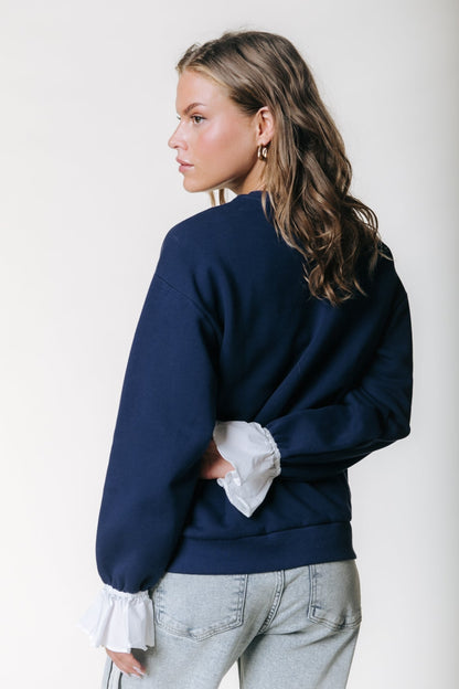 Poplin Cuff Sweat | Navy
