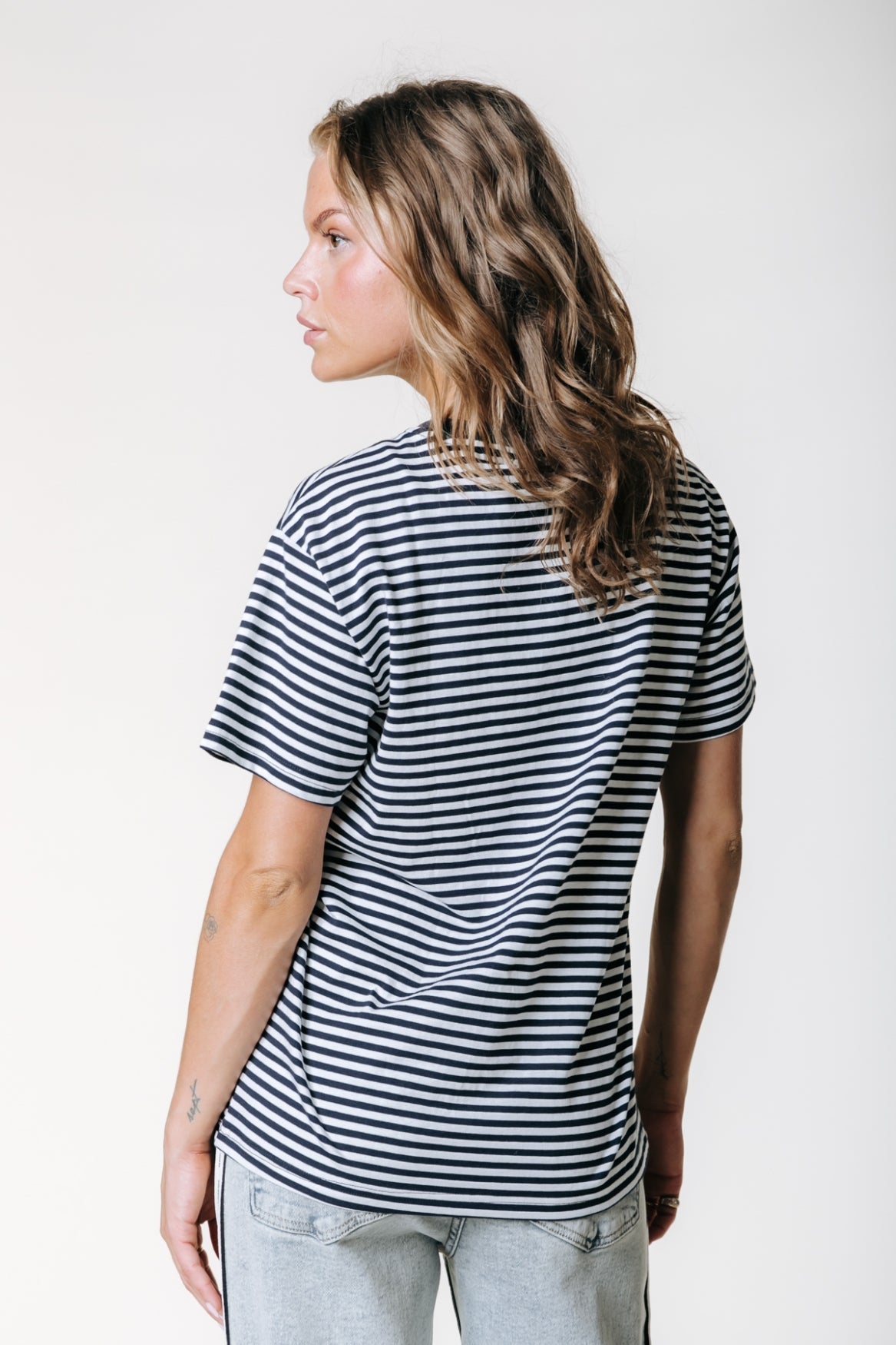 Striped Logo T-shirt | Deep blue