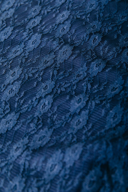 Nena Lace High Neck Top | Navy
