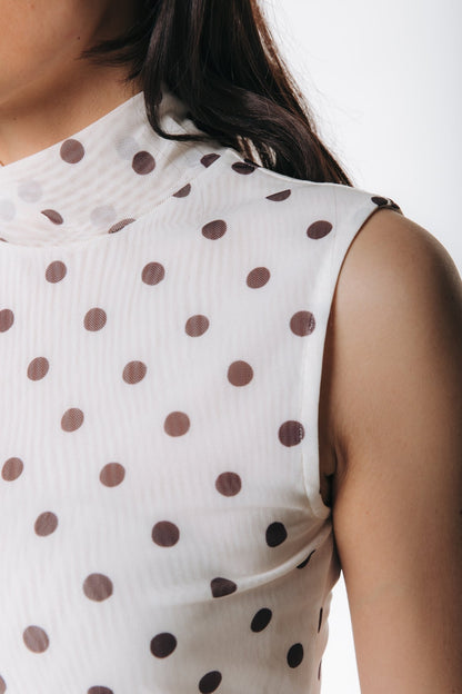 Mouwloze Mesh Top met Stippen – Multicolor