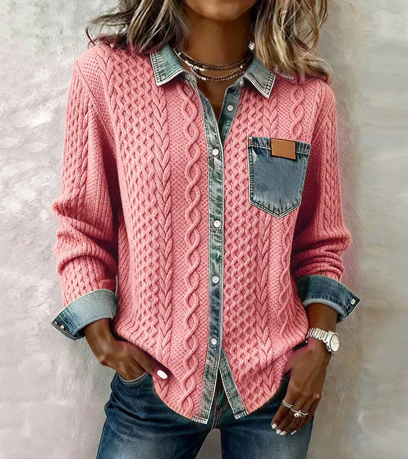Ambra™ | Camicia in Maglia con Dettagli Denim