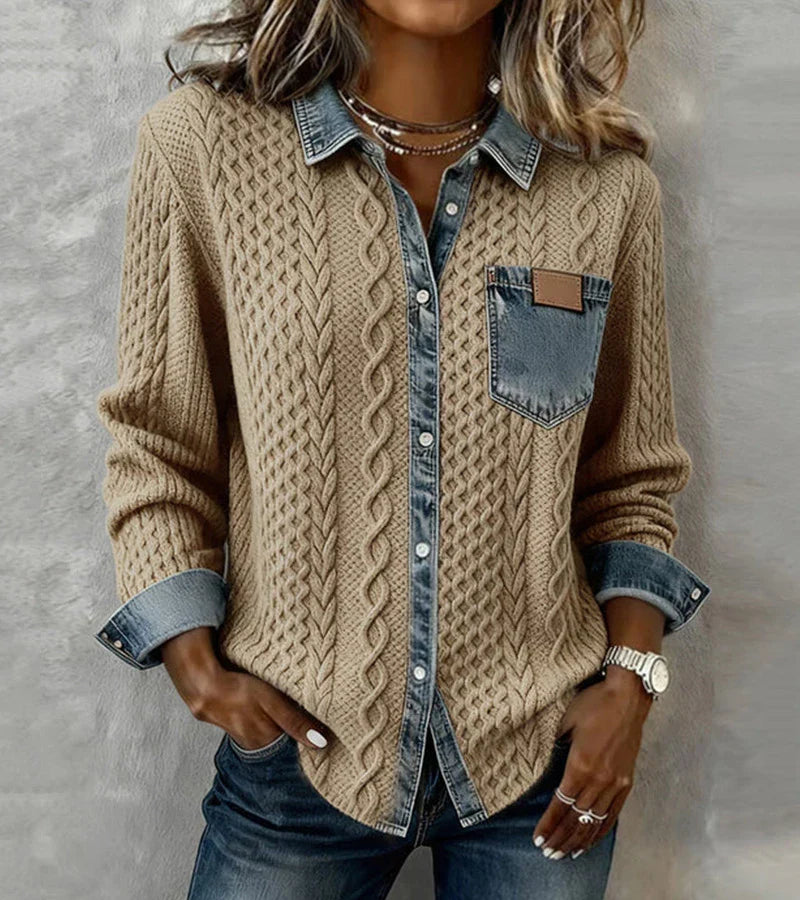 Ambra™ | Camicia in Maglia con Dettagli Denim