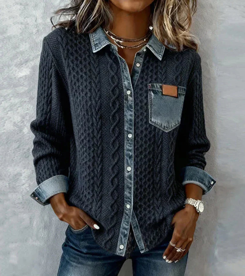 Ambra™ | Camicia in Maglia con Dettagli Denim