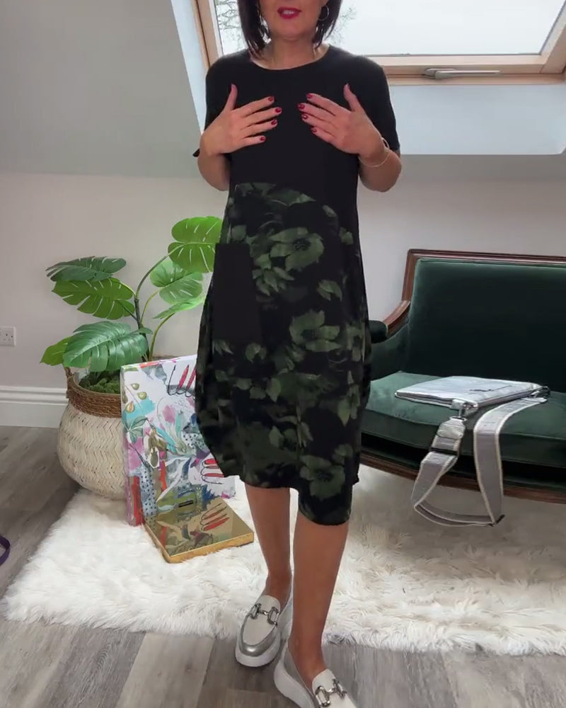 Patchworkjurk met Ronde Halslijn en Bloemenprint