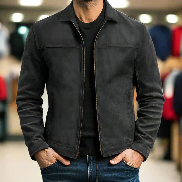 Carlo™ | Giacca Minimal con Zip e Finitura Scamosciata