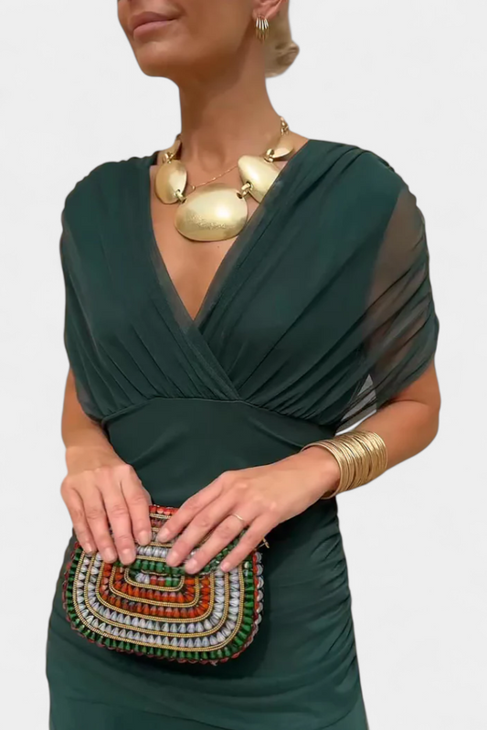 LOTTE™ | Lange Elegante Jurk met V-Hals en Vloeiende Silhouet