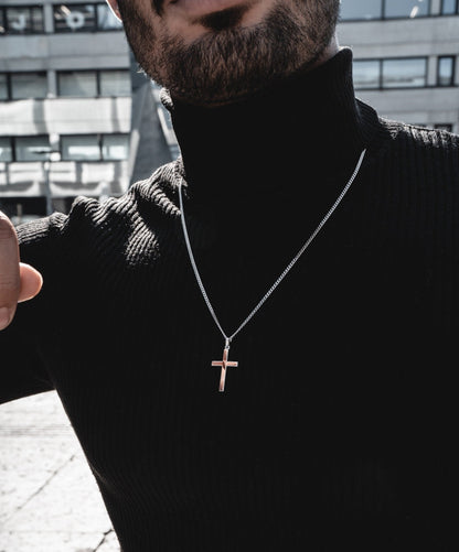 KRUIS KETTING 925 ZILVER GERHODINEERD