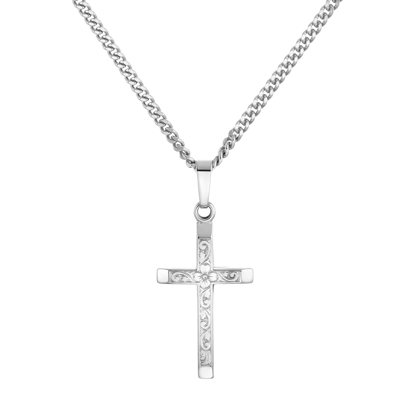 KRUIS KETTING 925 ZILVER GERHODINEERD