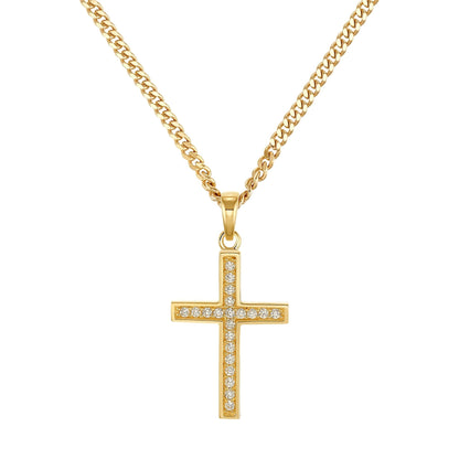 KRUIS KETTING ICED OUT 925 ZILVER 18 KARAAT VERGULD