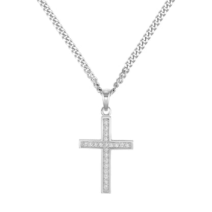 KRUIS KETTING ICED OUT 925 ZILVER GERHODINEERD