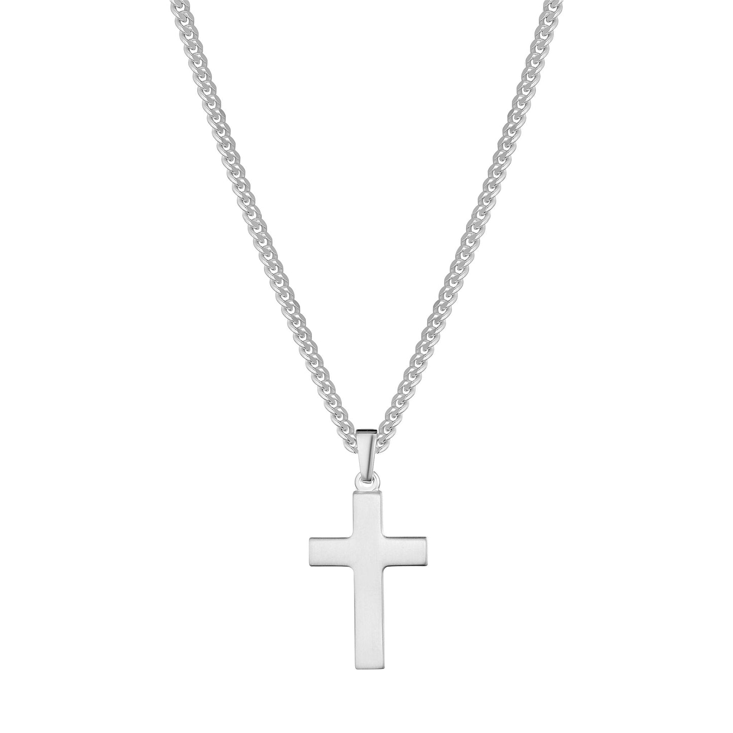 KRUIS KETTING GEPOLIJST 925 ZILVER GERHODINEERD