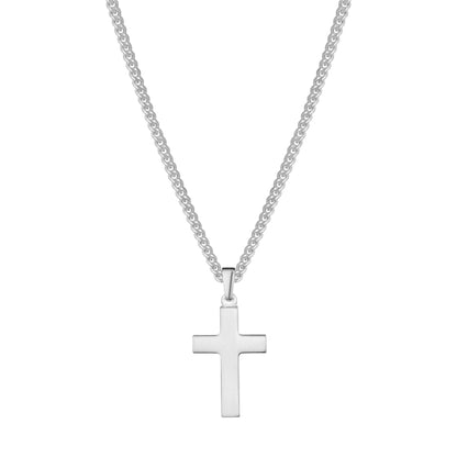 KRUIS KETTING GEPOLIJST 925 ZILVER GERHODINEERD