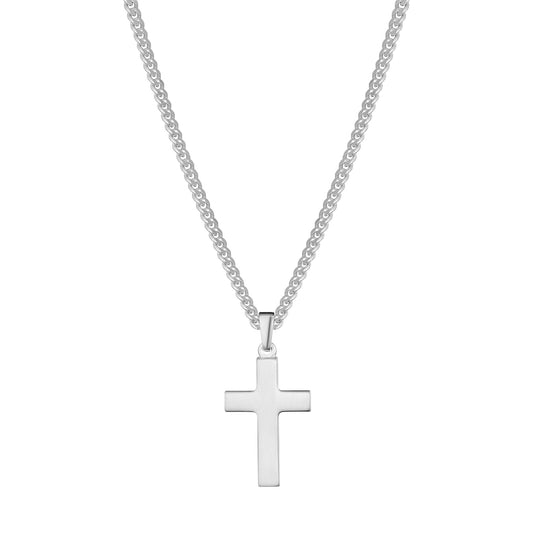KRUIS KETTING GEPOLIJST 925 ZILVER GERHODINEERD