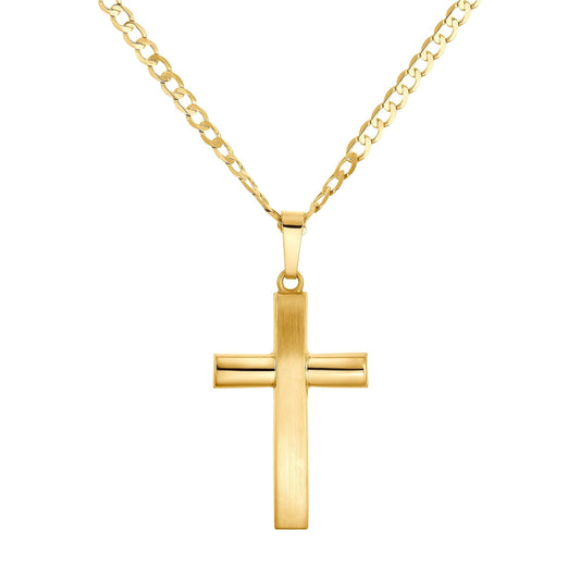 KRUIS MAT GEPOLIJST COLLIER 333 GOUD