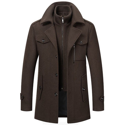 Elegante Wollen Jas met Hoge Kraag