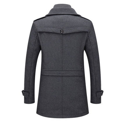 Elegante Wollen Jas met Hoge Kraag