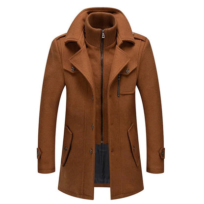 Elegante Wollen Jas met Hoge Kraag