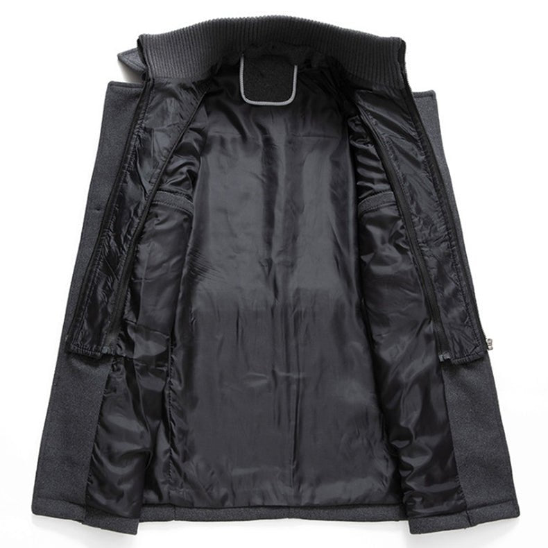 Elegante Wollen Jas met Hoge Kraag