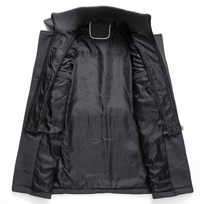 Elegante Wollen Jas met Hoge Kraag