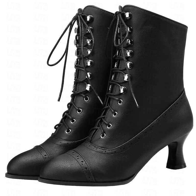 Victoria | Elegante en Comfortabele Halfhoge Laarzen met Veters