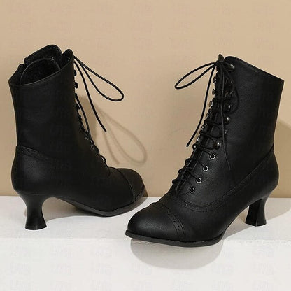 Victoria | Elegante en Comfortabele Halfhoge Laarzen met Veters